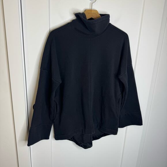 Athleta Cozy Karma Funnel Neck Sweatshirt Black Oversized Size XS - Picture 2 of 7
